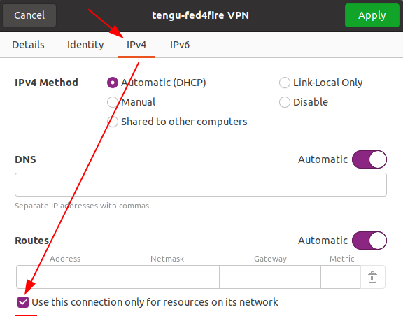 screenshot of no gateway setting